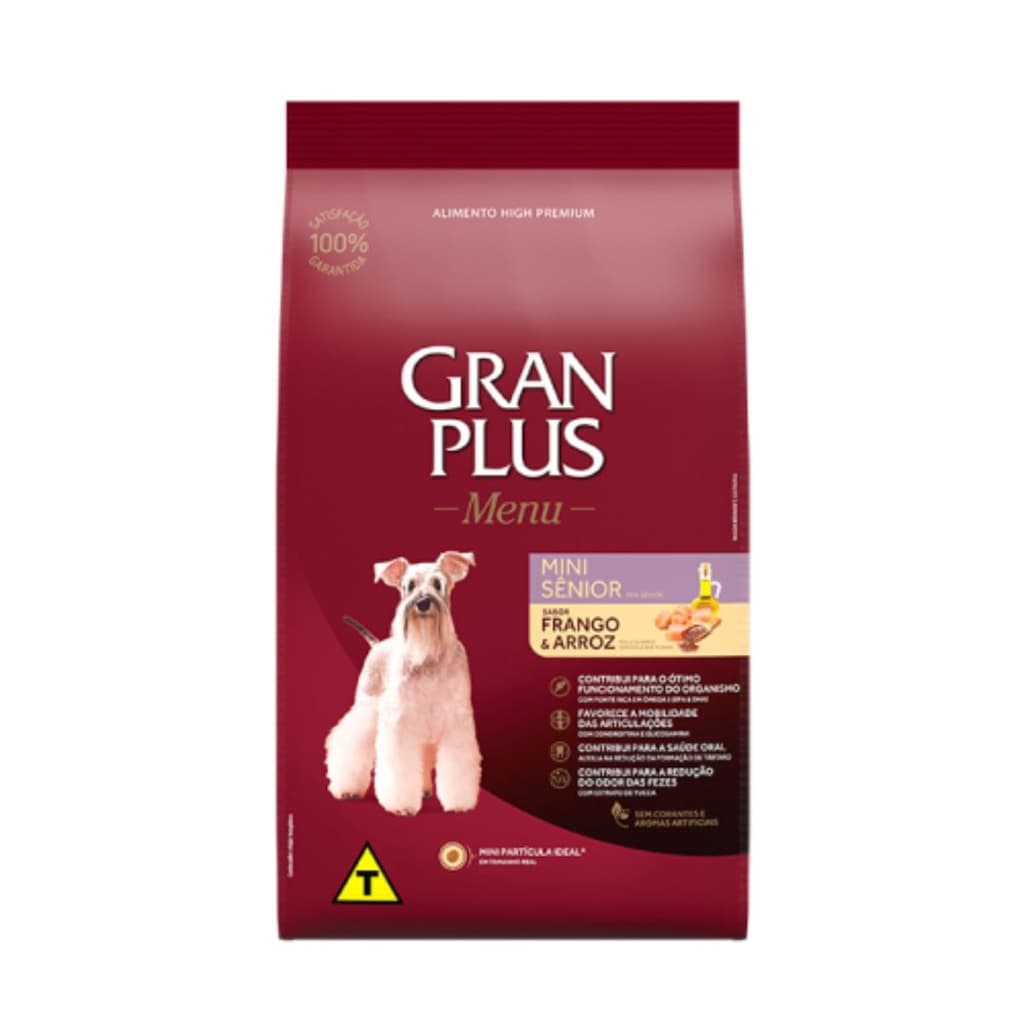 Ração Para Cachorros 10KG GranPlus Menu Cães Mini Sênior Sabor Frango e Arroz