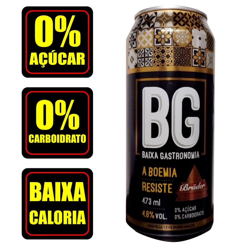 6x Lata Bruder Baixa Gastronomia Low Carb Zero açúcar zero carboidrato colorida 6 latas