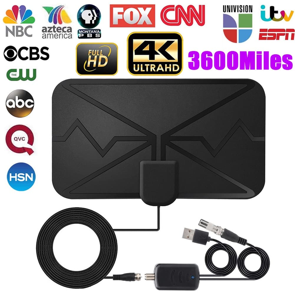 Antena De TV Digital 4K Sinal Amplificador Interno 3600 Milhas DVB-T2 HDTV HD