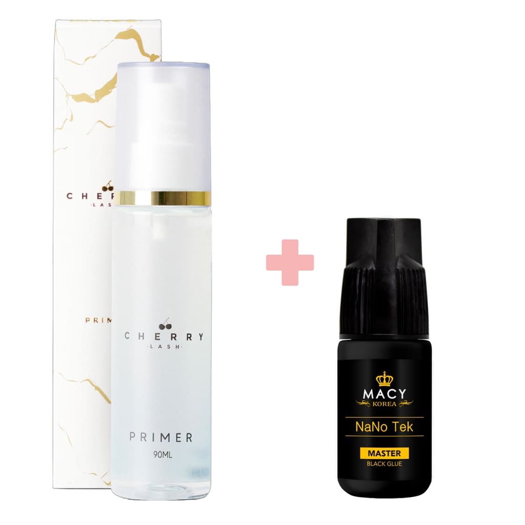 Primer Cherry Lash 90ml + Adesivo Cola Macy Nano Tek 3g