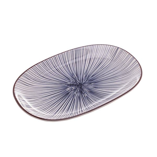 Cj 2 Pratos Ovais de Porcelana P/ Servir Koji 24x15,5cm
