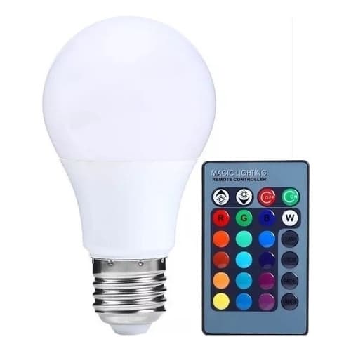 Lampada Bulbo Led Rgb 7w Com Controle Bivolt Multi Cor