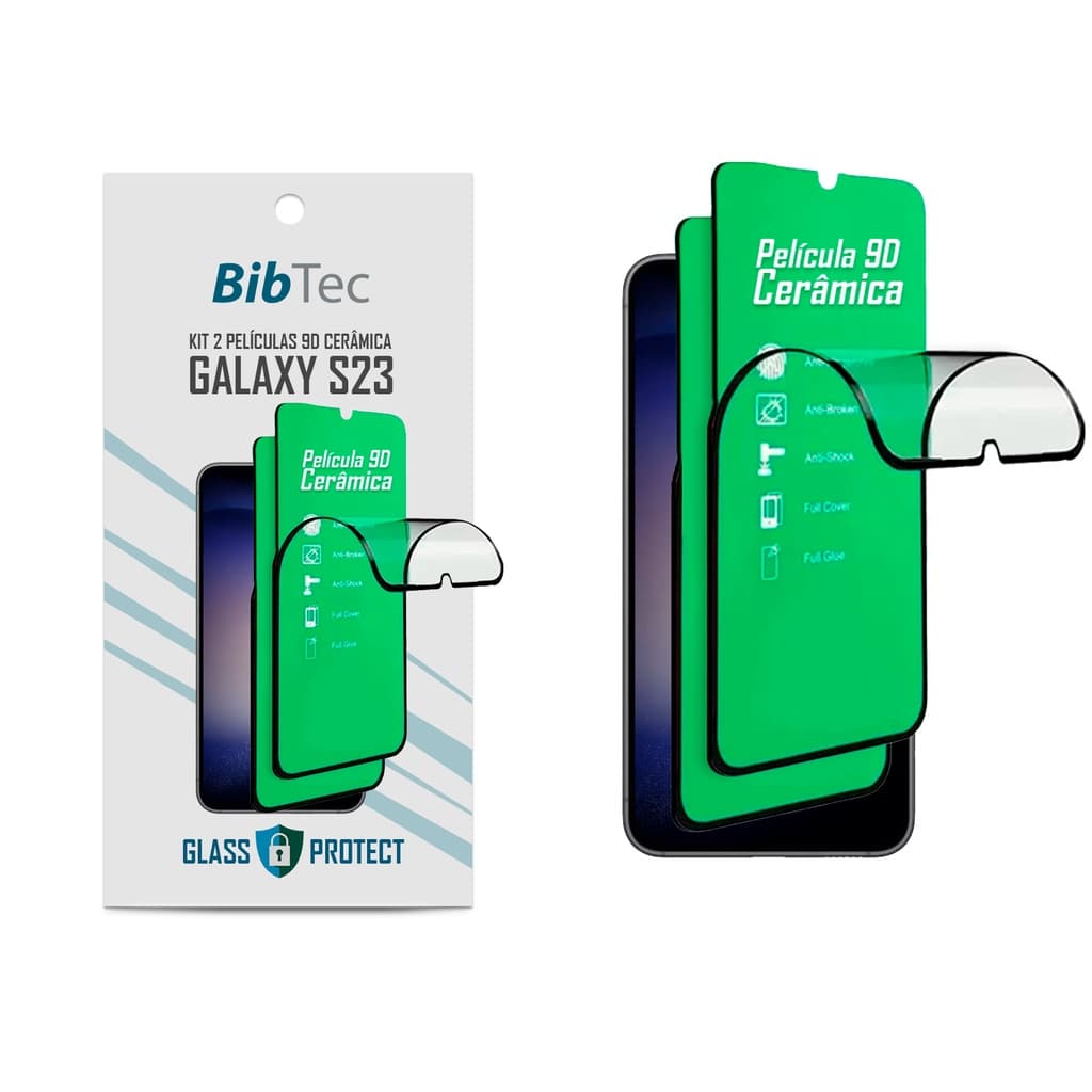 Kit 2X Películas de Cerâmica Inquebrável 9D para Samsung Galaxy S23 Tela toda