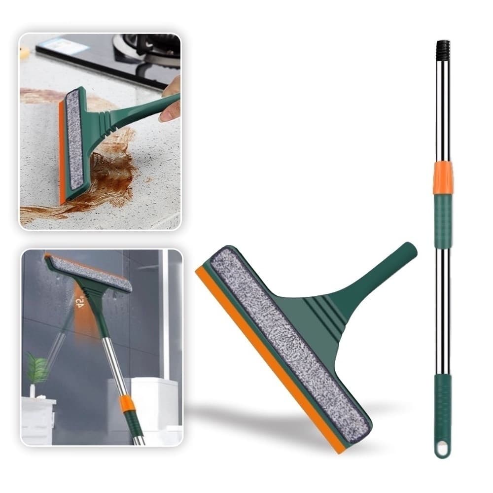 Rodo Mágico Vassoura Mop para Limpeza de Casa Cozinha Banheiro Quintal (4 em 1) Cabo Flexível Grande/Rodo Limpa Vidros Cabo De Uso Profissional Extensível 2 Em 1
