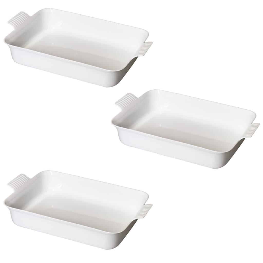 Kit 3 Travessa  Com Alça LE CHEF Branca 39,5X24,5X8,5Cm 1816 PARAMOUNT