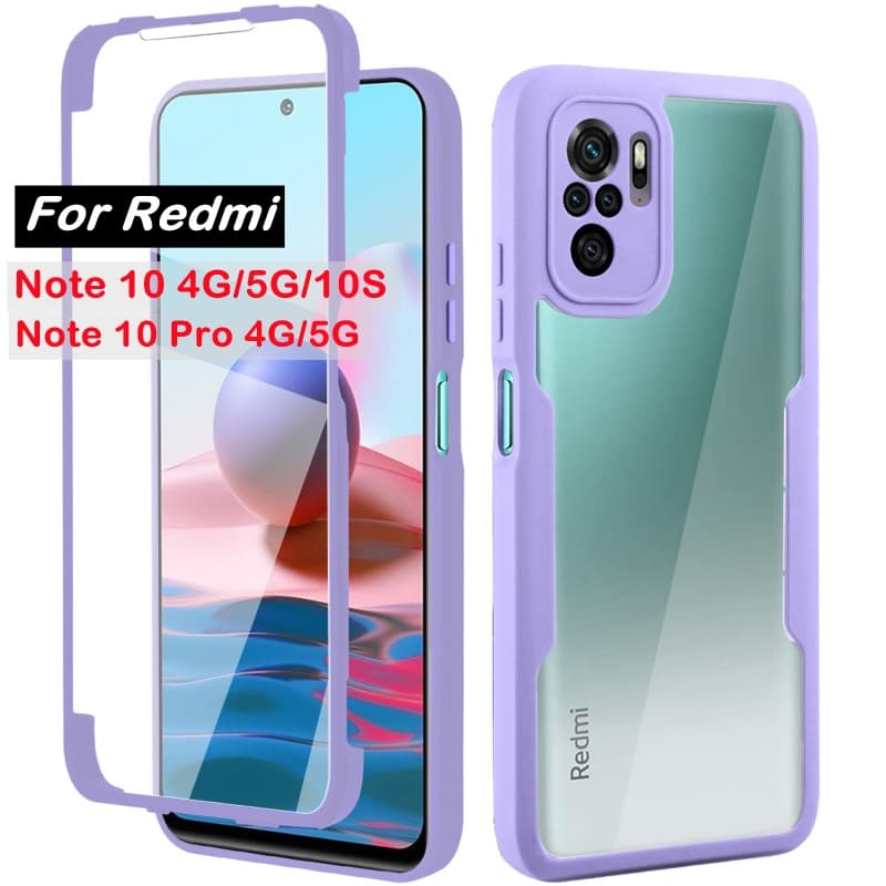 Capa À Prova De Choque 360 Graus Para Xiaomi Redmi Note 10 Pro Max 10S 10T 5G Redmi 10C 10X 4G Proteção Da Caixa D'água