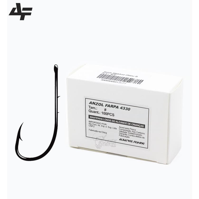 Anzol Albatroz 4330 C/ Farpa Black N°2/0 - 100 Peças