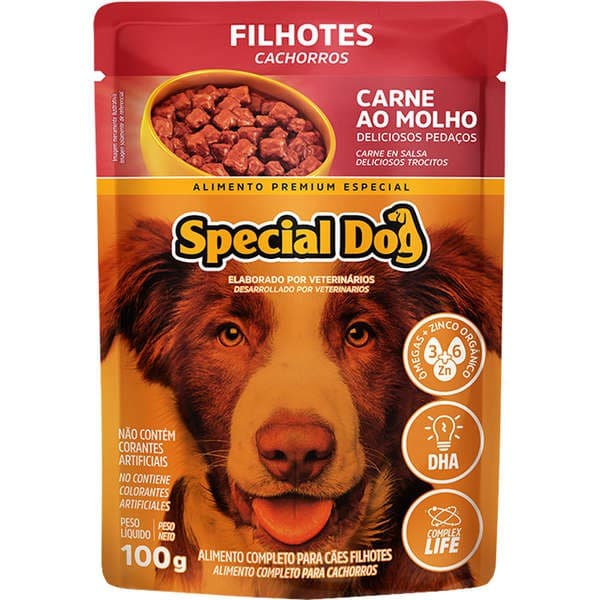 Ração Úmida Special Dog Sachê Carne para Cães Filhotes 100g