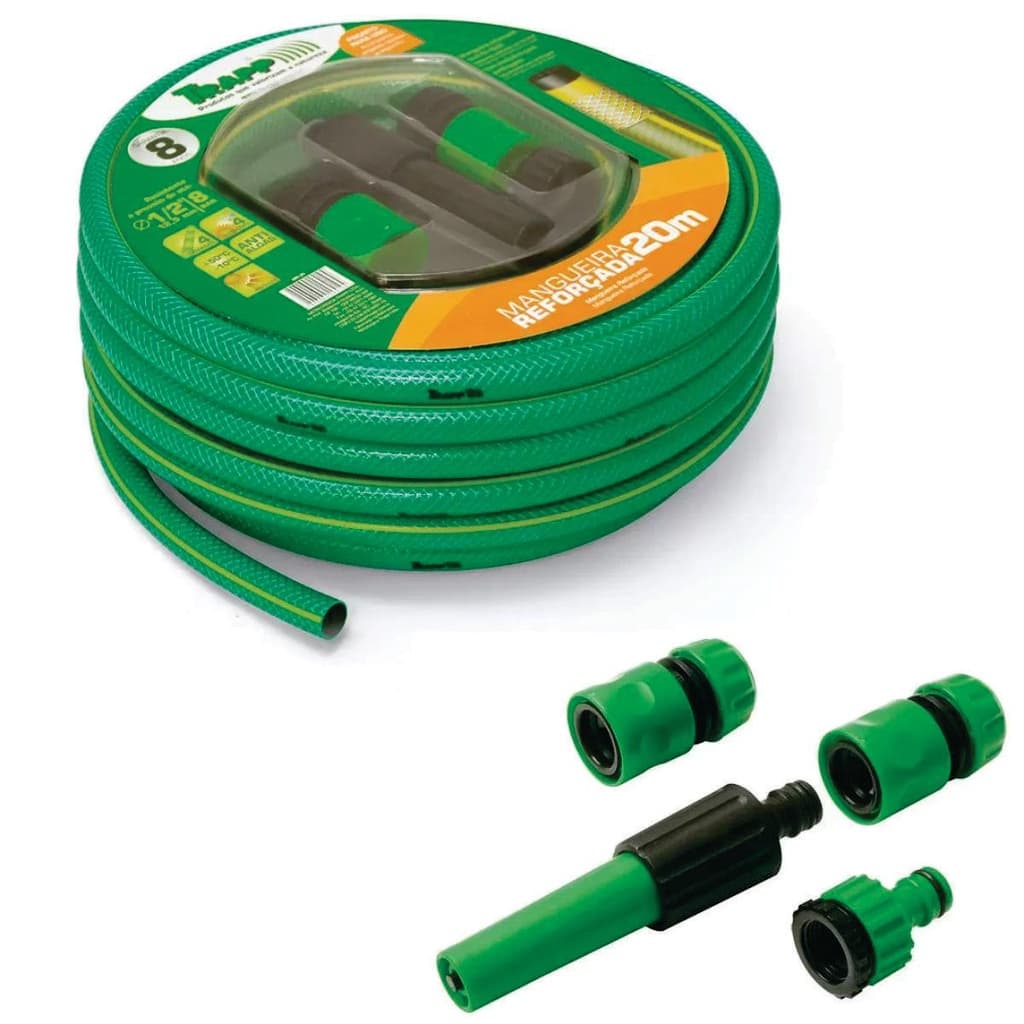 Conjunto  Mangueira Reforçada 20m Esguicho Engates MR20 Trapp
