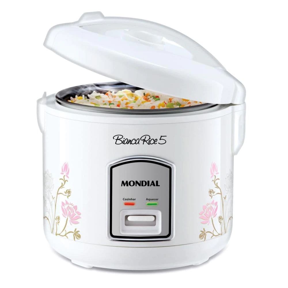 Panela Eletrica de Arroz Mondial Branca 400W 5 Xicaras 110v