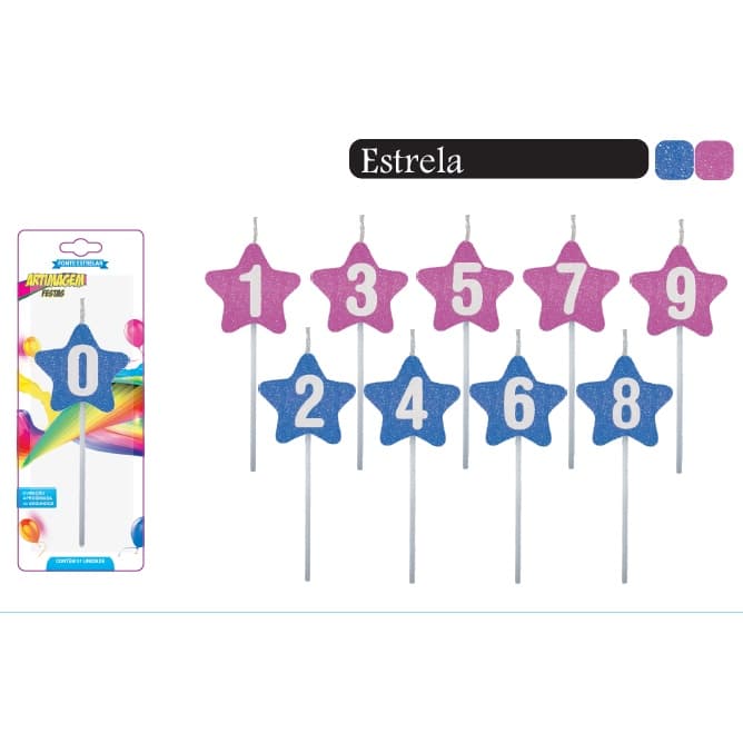 Velas De Aniversário Estrela Rosa Artimagem