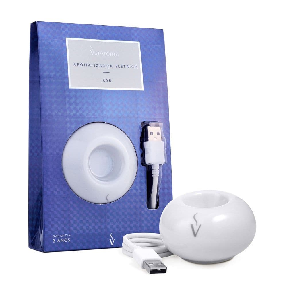 Difusor Aromatizador Elétrico porcelana portátil USB para ambientes  -Via Aroma