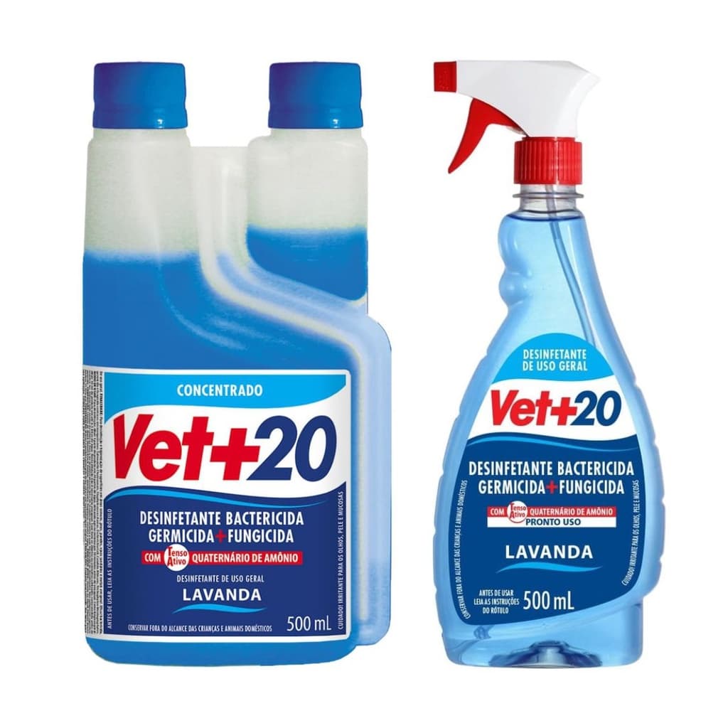 KIT VET+20 Lavanda Desinfetante Concentrado e Pronto Uso 500ml