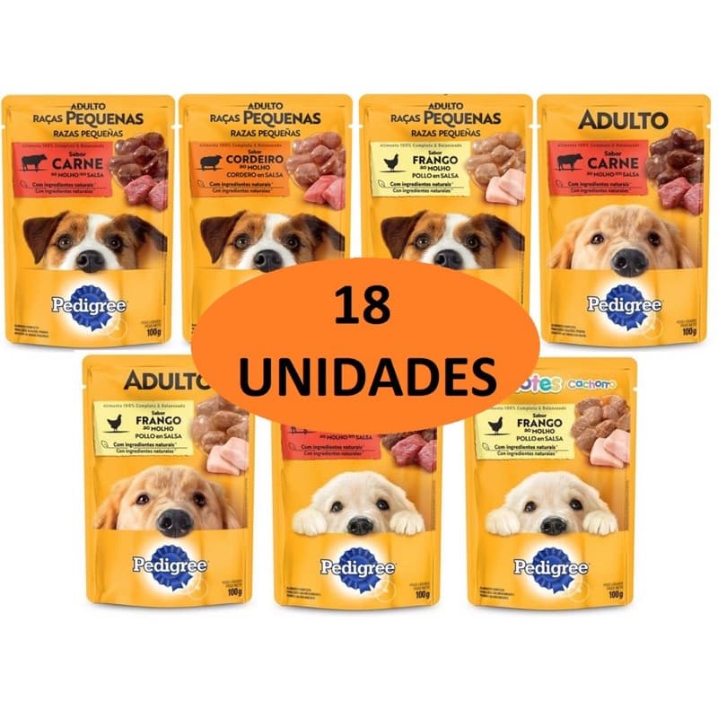 Ração Úmida Sachê Pedigree Caixa 18 Unidades Com 100gr Cada Para Cães Cachorros Original Caixa Lacrada Original