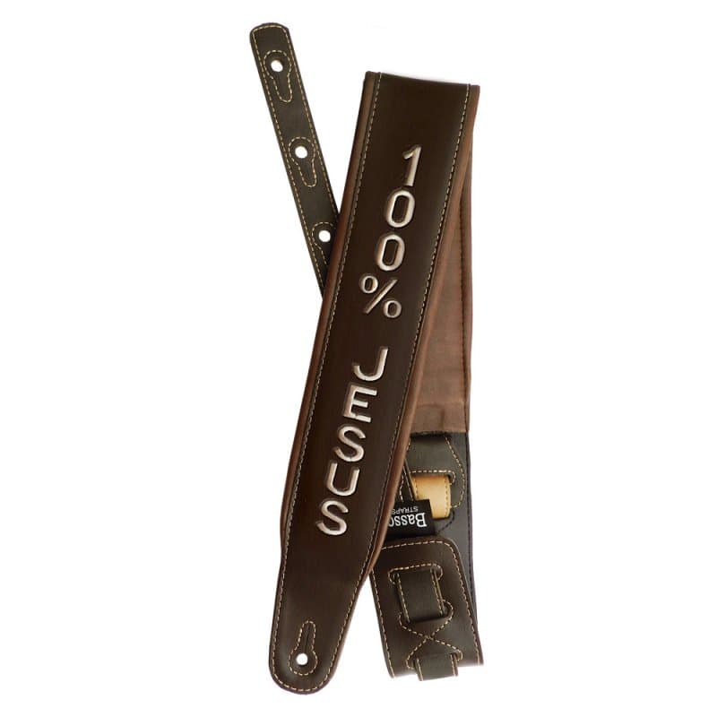 Correia Basso CLA Peixe Jesus Sintético Marrom Para Guitarra Violão Baixo 7cm