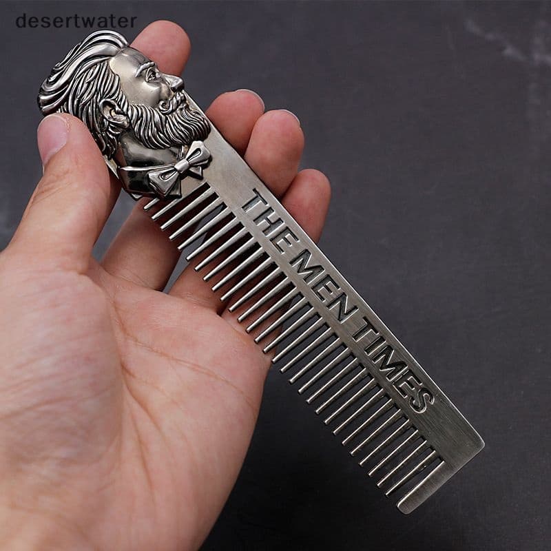 Dwbr 1Pc Gentelman Barber Styling Metal Comb Ferramentas De Pentear Homens De Aço Inoxidável Pente De Barba QDD