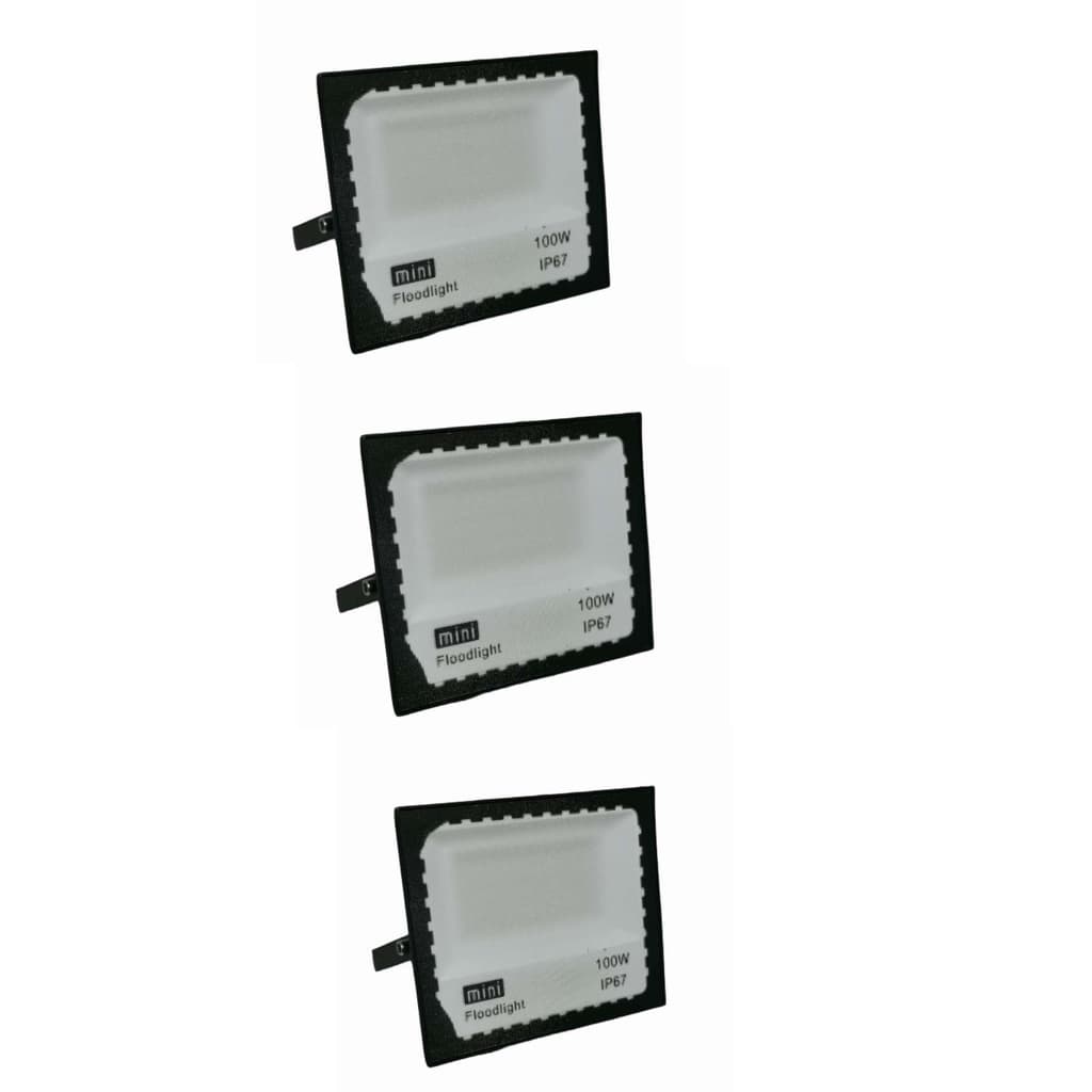kit 3 Refletor Led 100w Holofote Prova Dágua Ip66 Branco Frio bivolt