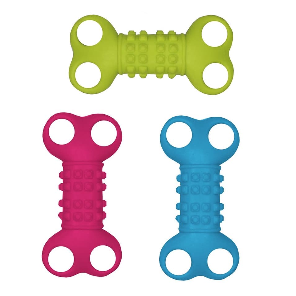Brinquedo para Cães Halteres com 4 Furos de Borracha Maciço 11cm