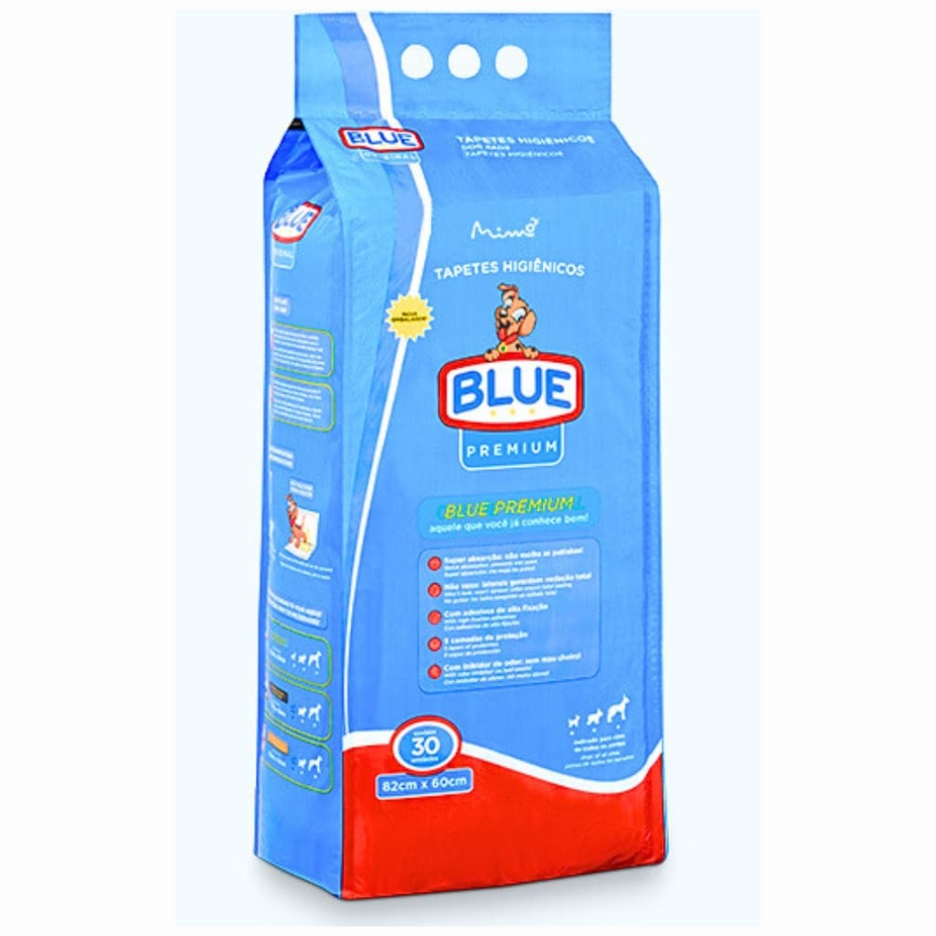 Tapete Higiênico Cães Blue Premium 30 Unidades 82x60cm Super Absorvente Não Vaza Xixi Pode Pata Seca