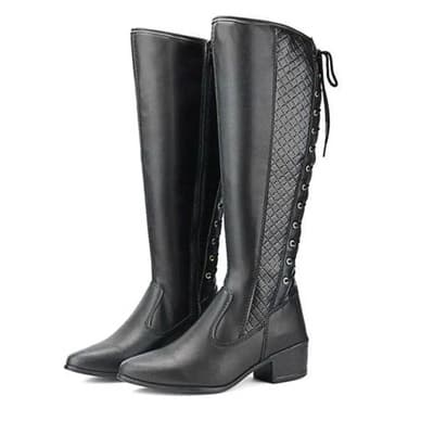 Bota Feminina Montaria Cano Longo com ziper e cadarço