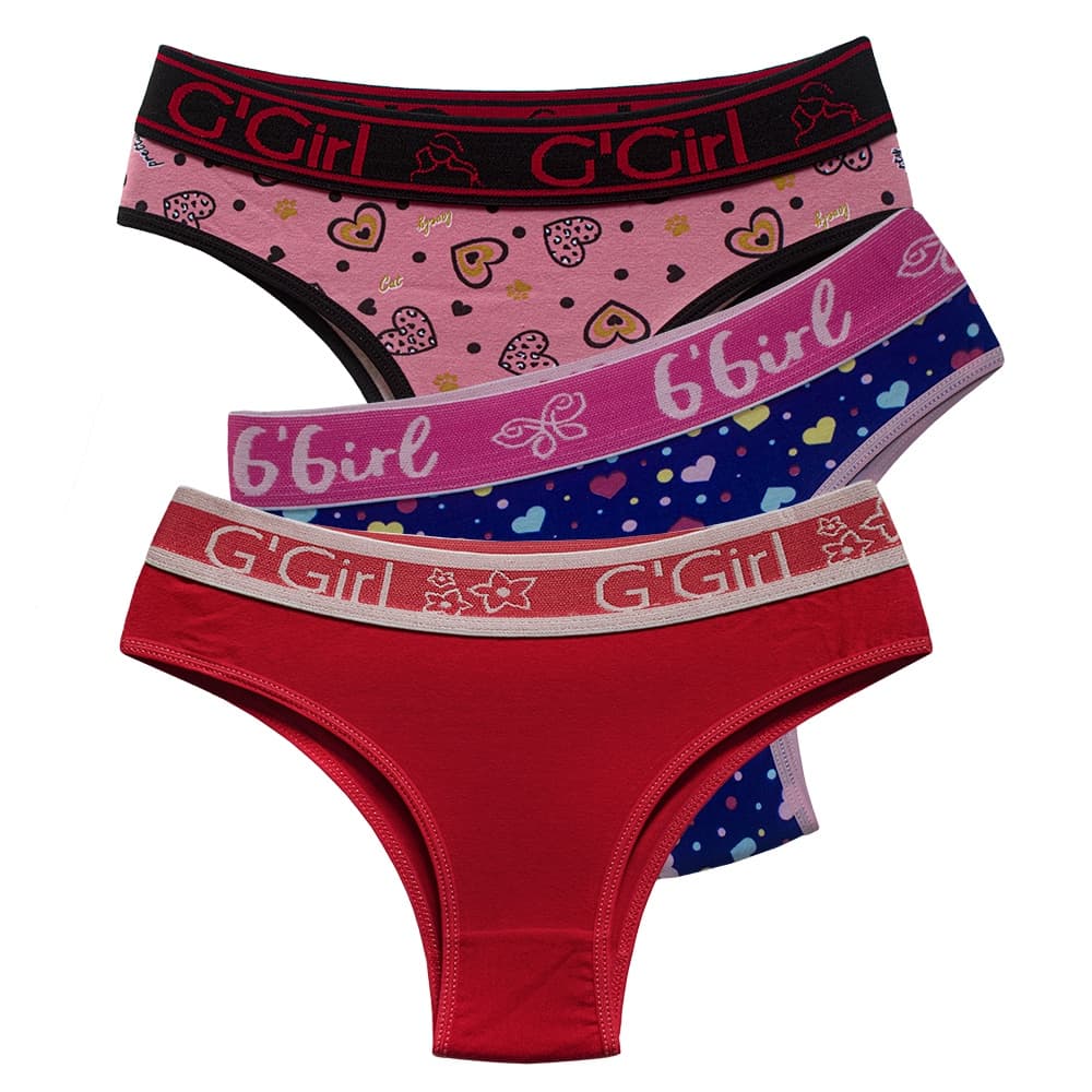 Kit 3 Calcinha Cós Grosso Feminina Com Elástico Exposto Em Cotton Cores Variadas | Empório Da Roupa