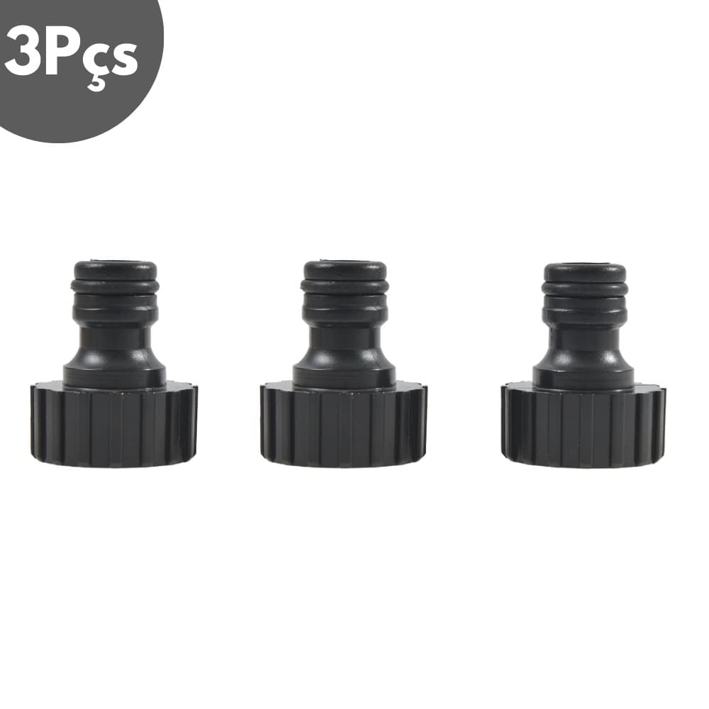 Kit 3 Bico Adaptador Torneira Para Mangueira Femea 3/4 Jardim Lavanderia