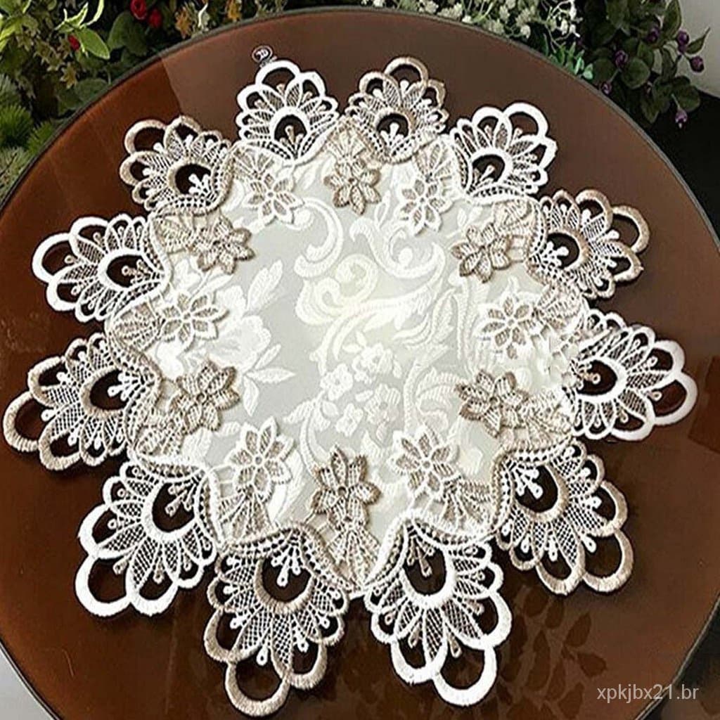 Toalha de mesa redonda floral à prova de poeira estilo renda/toalha de mesa MZZS