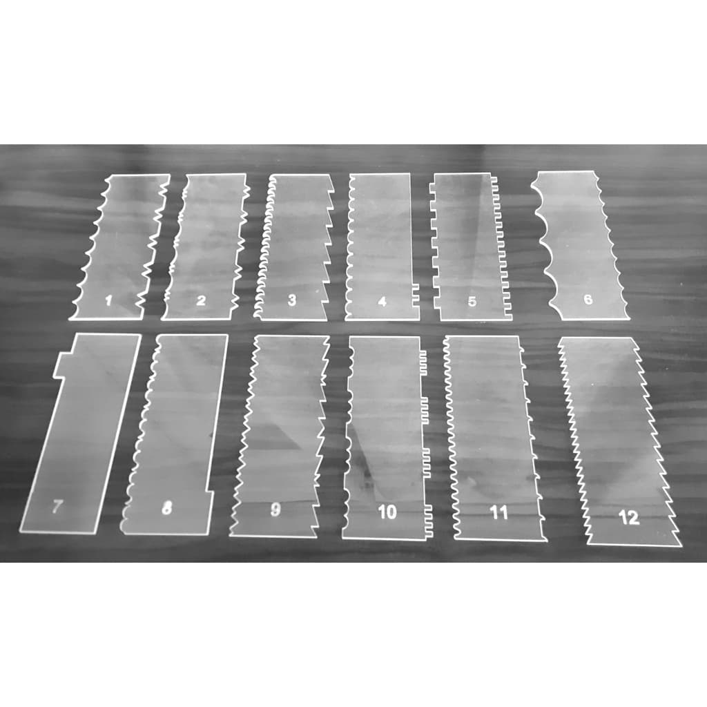 Kit 12 Espátulas Em Acrílico Alisadoras P/ Bolo + Resistente Cristal