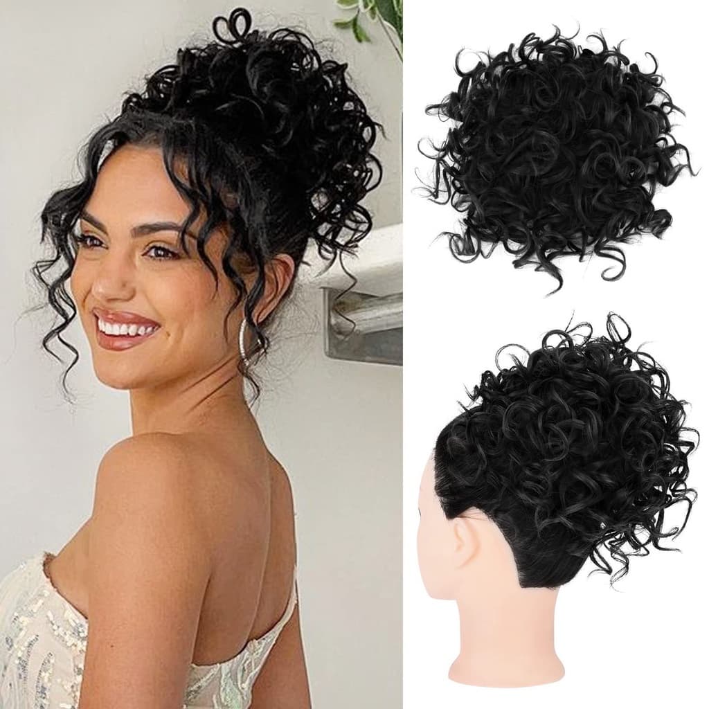 Drawstring Kinky Curly Bun Sintético Chignon Extensões De Cabelo Com Clip De Cauda Cacheada Para Mulheres