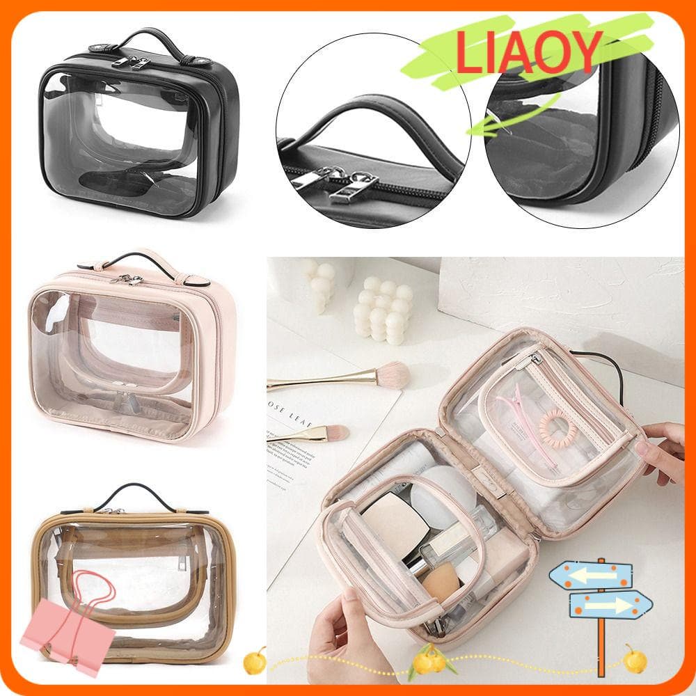 Bolsas De Maquiagem LIAOYING , Bolsa Cosmética Transparente De Camada Dupla , Higiene Para Armazenamento De Pincéis