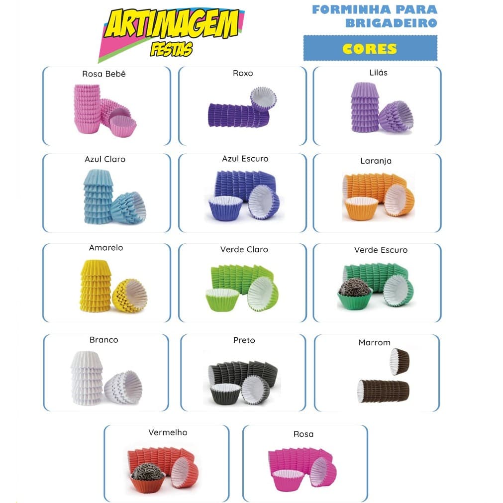 Artimagem Forminha para docinho brigadeiro N° 6 com 100 unidades - Forminha de papel forminha descartável