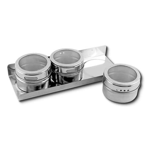 Porta Tempero Condimento Metal Magnético Com 3 Recipientes