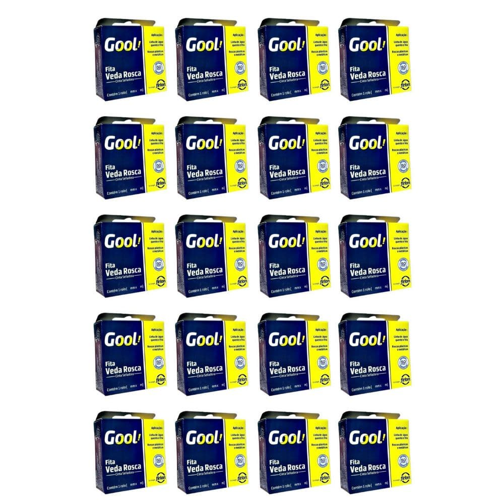 Fita Veda Rosca Kit com 20 Uni 18mm x 10m Gool! Plastifluor