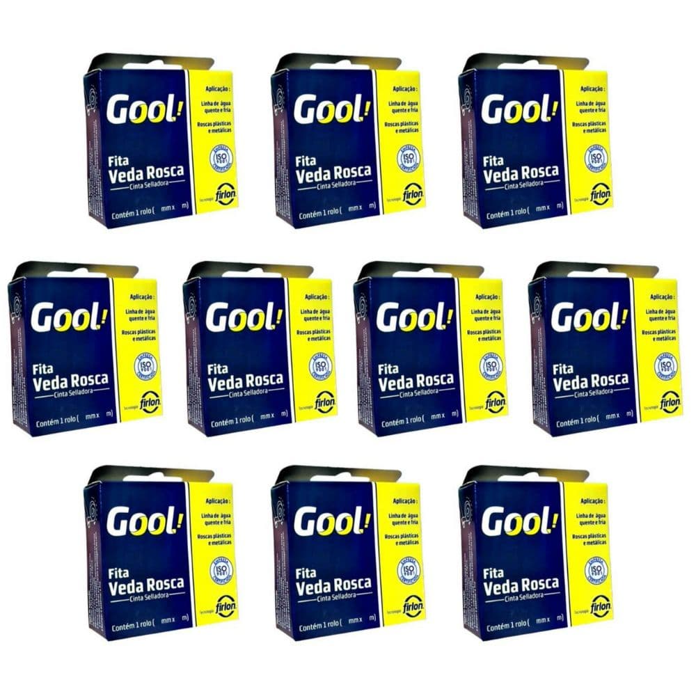 Fita Veda Rosca Kit com 10 Uni 18mm x 10m Gool! Plastifluor