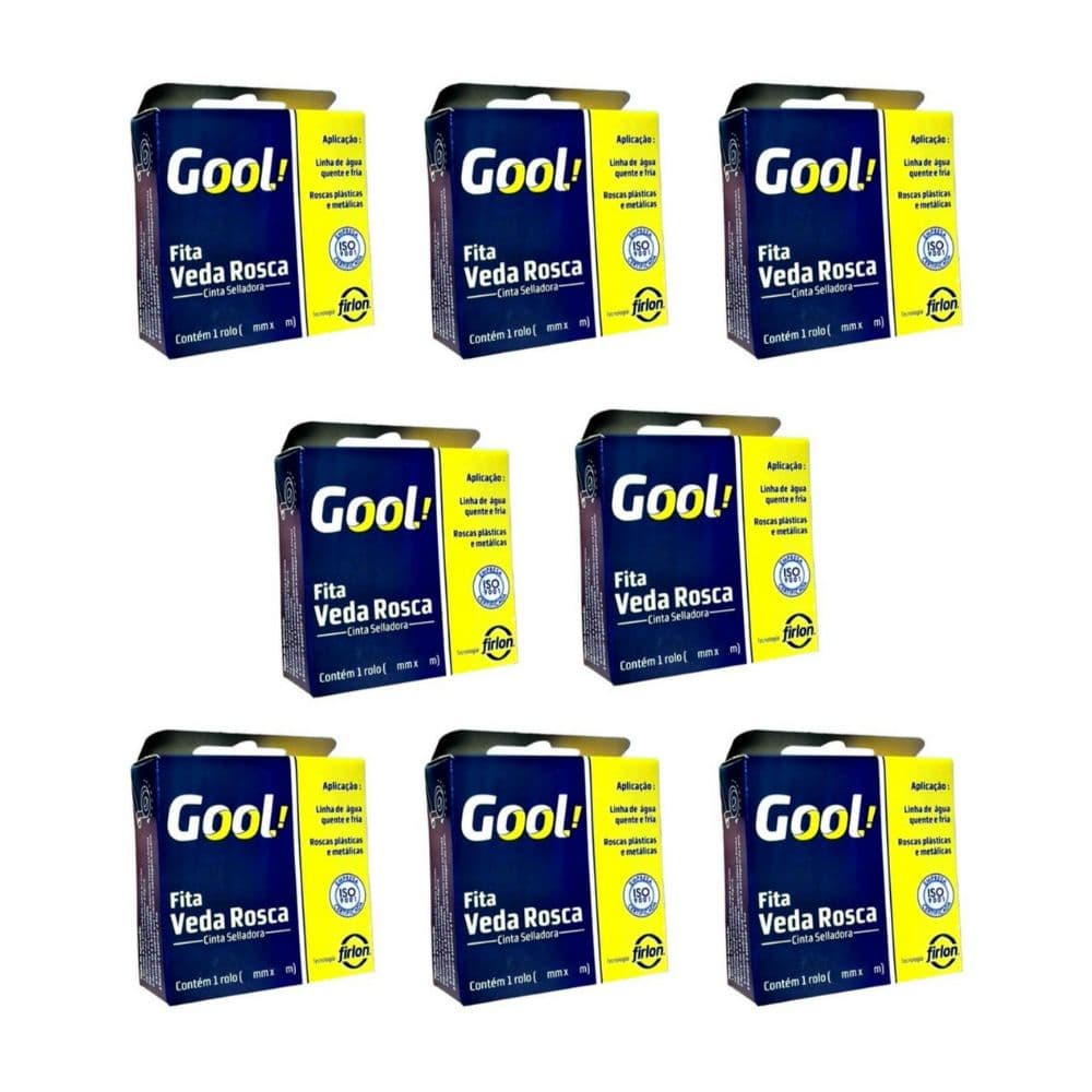 Fita Veda Rosca Kit com 8 Uni 18mm x 25m Gool! Plastifluor