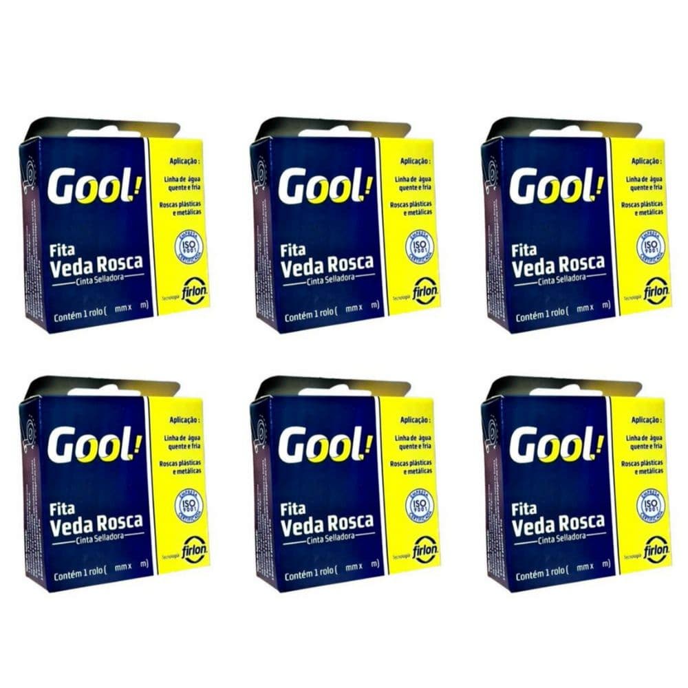 Fita Veda Rosca Kit com 6 Uni 18mm x 10m Gool! Plastifluor