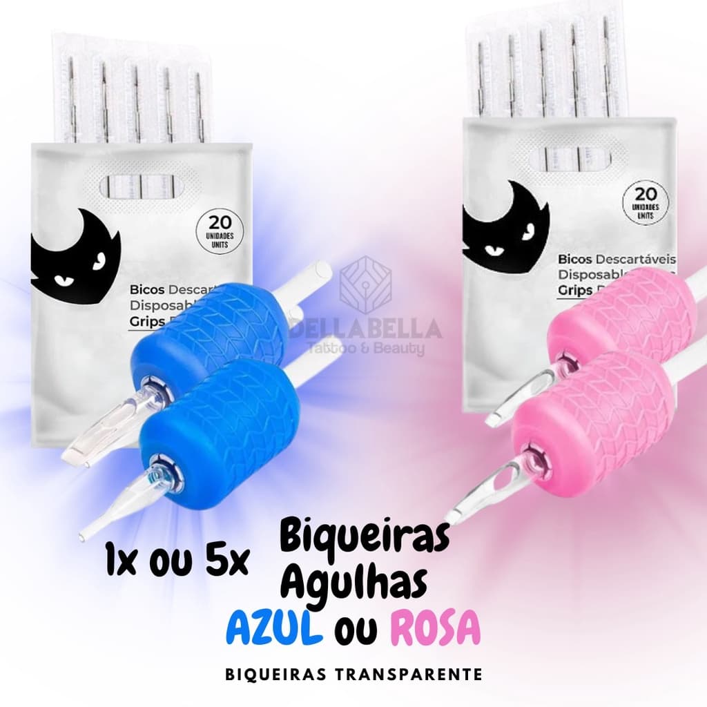 Kit Tattoo Tatuagem 2 ou 5und Biqueira Transparente Electric Ink Agulha Aston