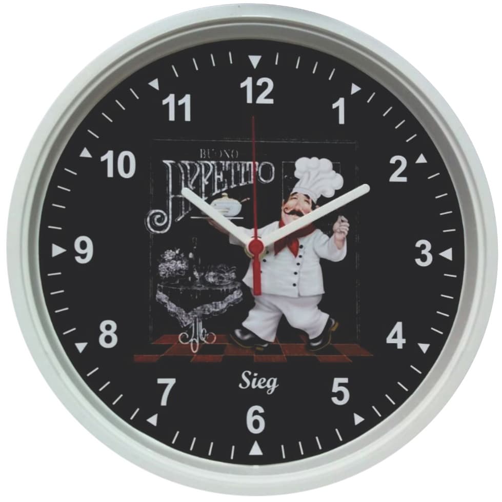 RELOGIO DE PAREDE COZINHEIRO CHEF 28CM