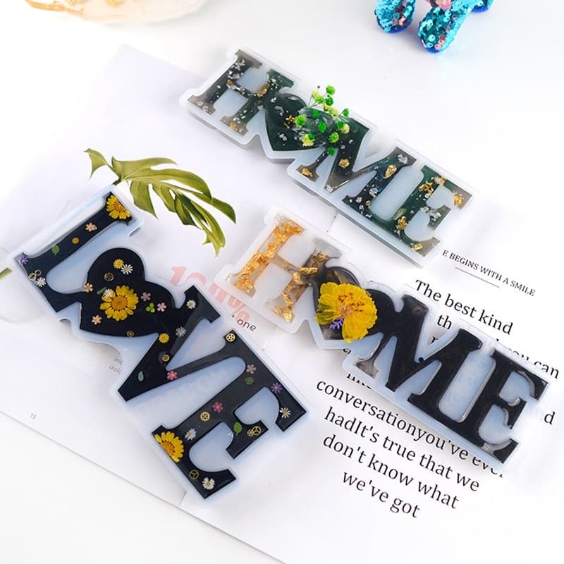 Molde de Silicone Placa de Resina HOME LOVE FAMILY Artesanato DIY