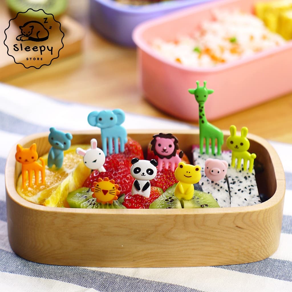 Kit Garfos Flexíveis Decorativos de Animais Fofo para Frutas Comida Sobremesa Acessório Infantil