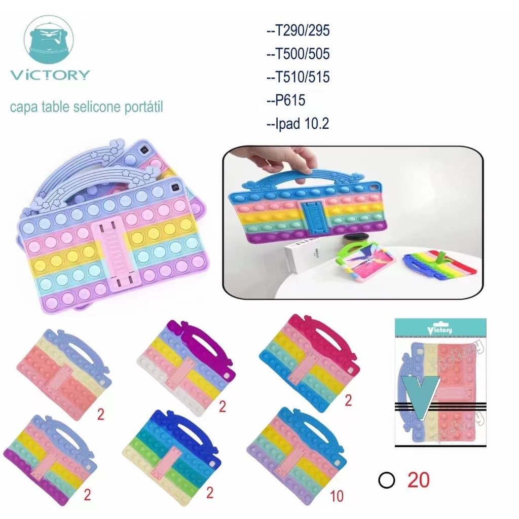 Capa Tablet Capinha selicone Pop It arco iris PARA TABLET  T515/510  T295/290