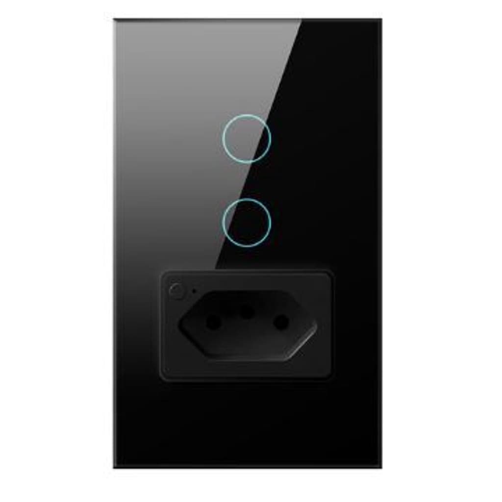 Interruptor Tomada Wi-Fi Touch 2 Botões Inteligente Preto ND