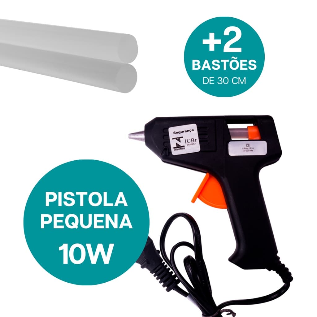 Pistola Pequena De Cola Quente Com 2 Bastões Finos Refil 7mm