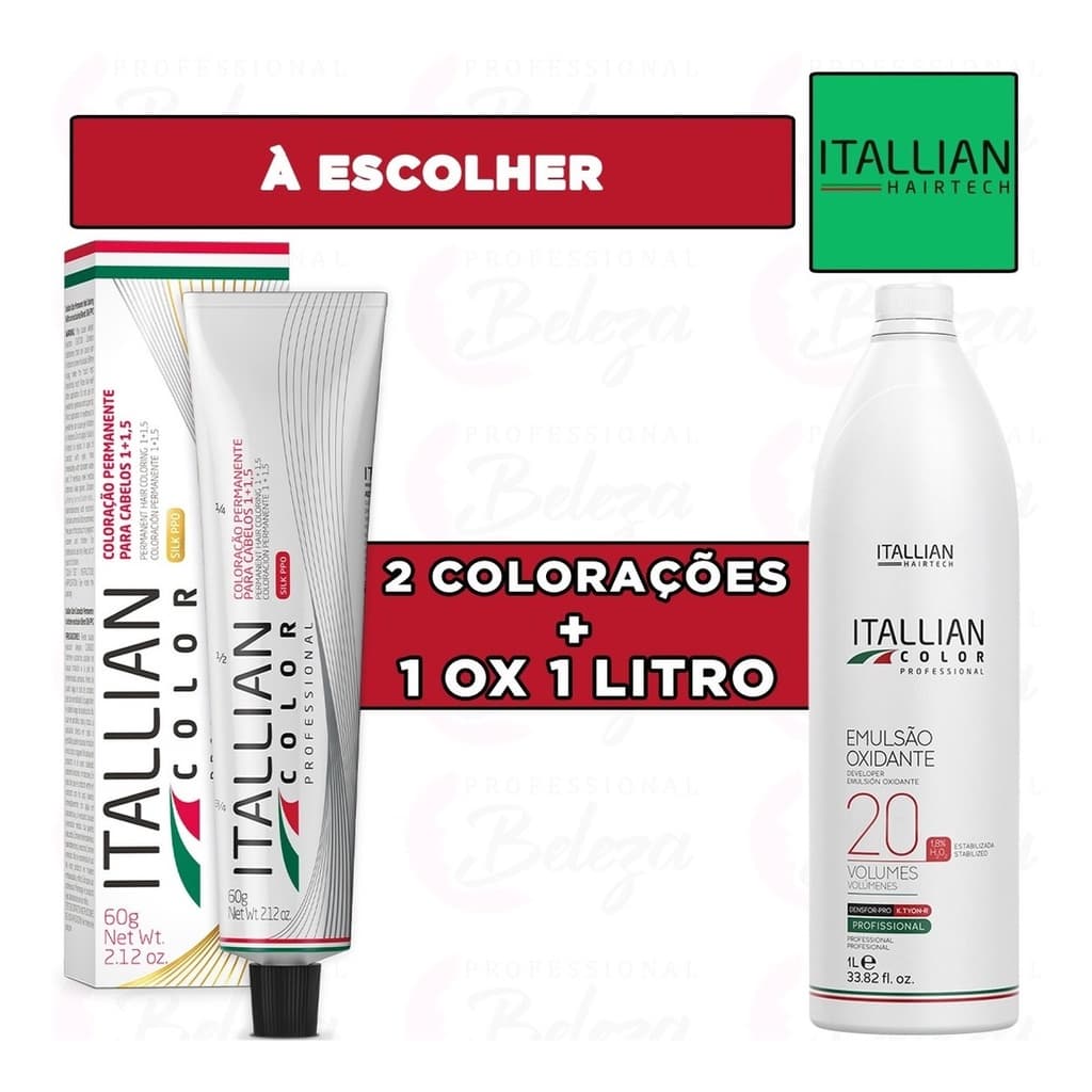 Kit Itallian Color 2 Colorações  Color Silk 60g + 1 Ox 20vol