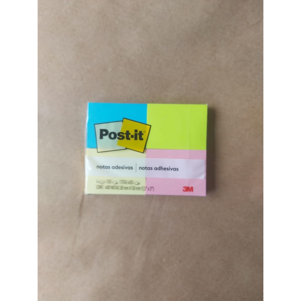 Bloco adesivo 3M post-it 38X50mm com 4 blocos