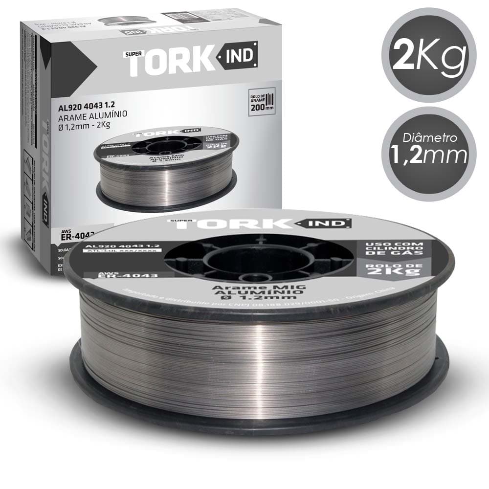 ARAME SOLDA MIG ALUMÍNIO 1,2MM PARA USO COM GÁS 2 KG TORK