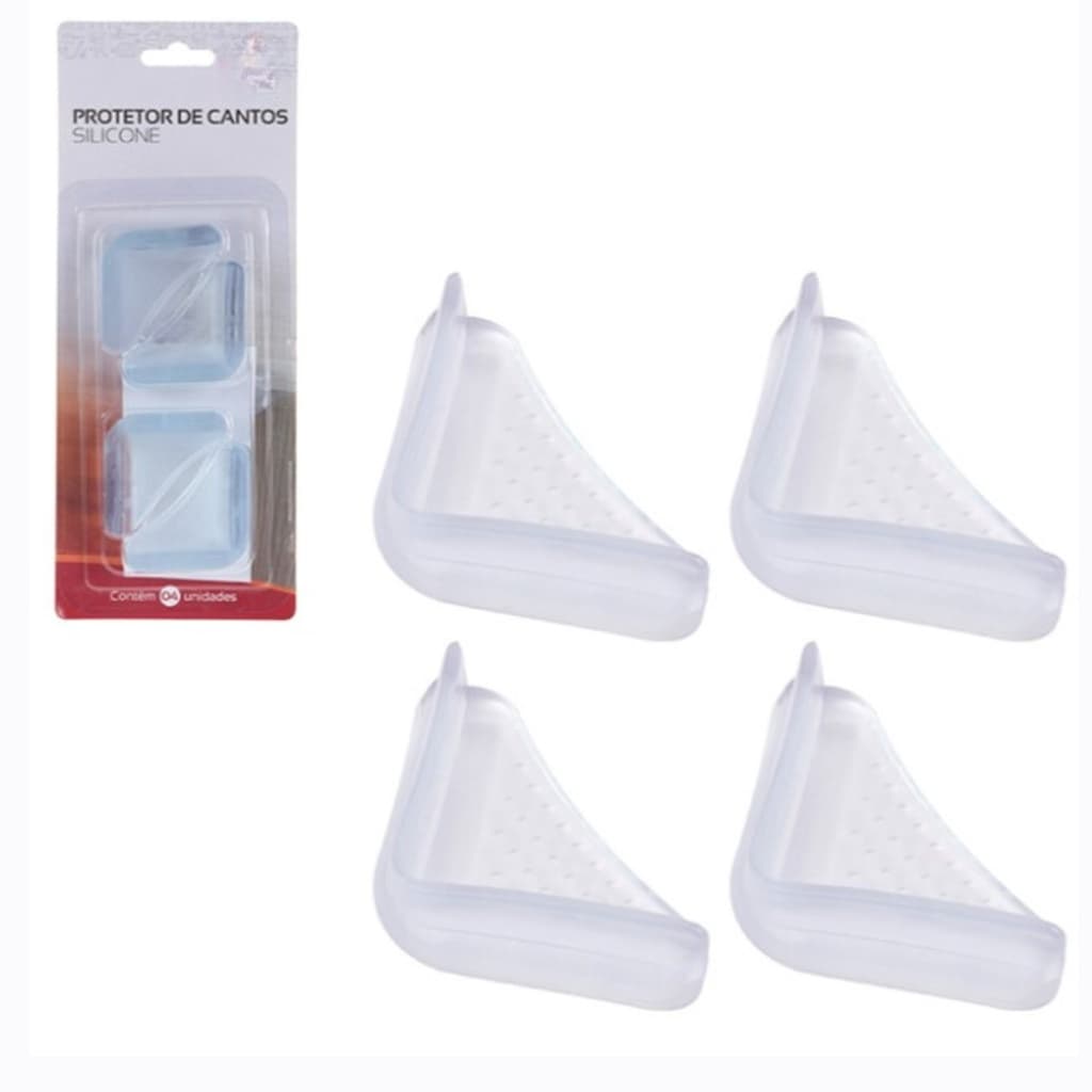 Kit Protetor Incolor com 4 Protetor De Quina Silicone Segurança Proteção Casa