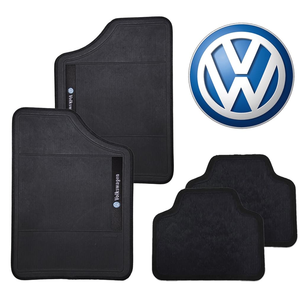 Conjuto de Tapete Preto para Carro VW Volkswagen 4 pçs Otimizado Carpete