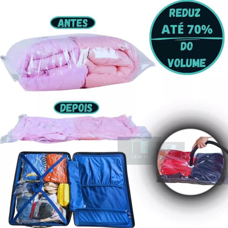 Saco a Vácuo Organizador Para Viagem Roupa Cobertor Closet Mala Protetor Com Zíper Casa