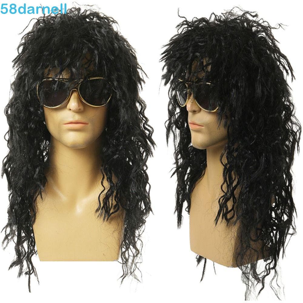 DARNELL Homens Cosplay Perucas Falsas Halloween Fibra Resistente Ao Calor Punk Respirável Hippie Retro Peruca